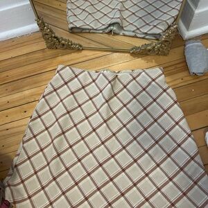 Aritzia Cream and Brown Plaid A-Line Skirt